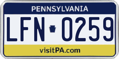 PA license plate LFN0259
