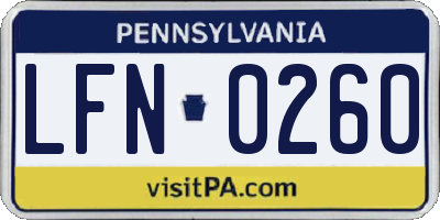 PA license plate LFN0260
