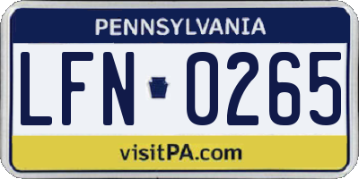 PA license plate LFN0265
