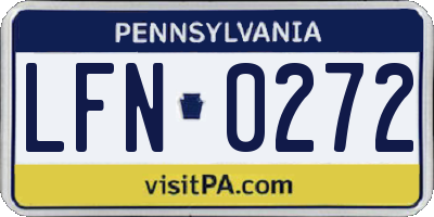 PA license plate LFN0272