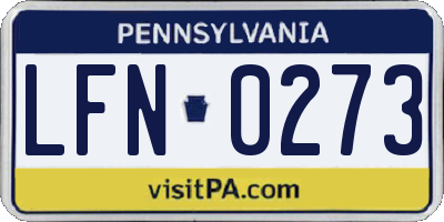PA license plate LFN0273