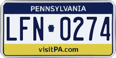 PA license plate LFN0274