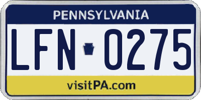 PA license plate LFN0275