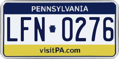 PA license plate LFN0276