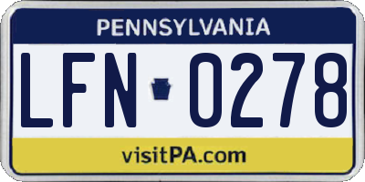 PA license plate LFN0278
