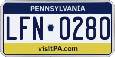 PA license plate LFN0280