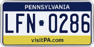 PA license plate LFN0286