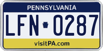 PA license plate LFN0287