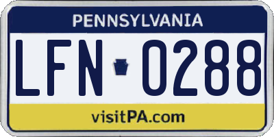 PA license plate LFN0288