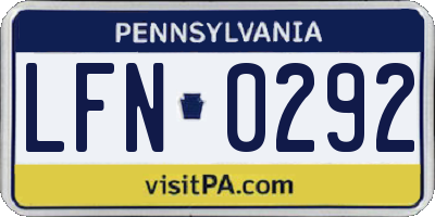 PA license plate LFN0292