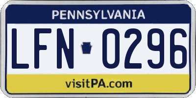 PA license plate LFN0296