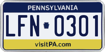 PA license plate LFN0301