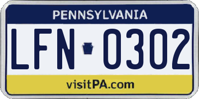 PA license plate LFN0302