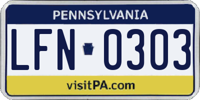 PA license plate LFN0303