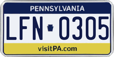 PA license plate LFN0305