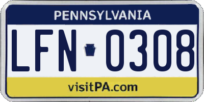 PA license plate LFN0308