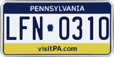 PA license plate LFN0310