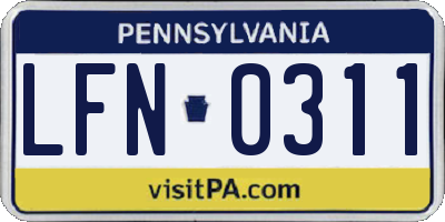 PA license plate LFN0311