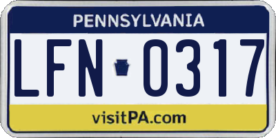 PA license plate LFN0317