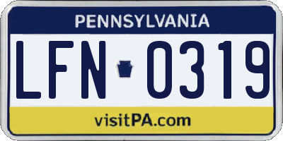 PA license plate LFN0319