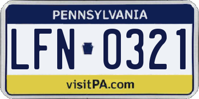 PA license plate LFN0321