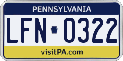 PA license plate LFN0322