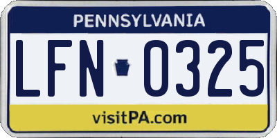 PA license plate LFN0325