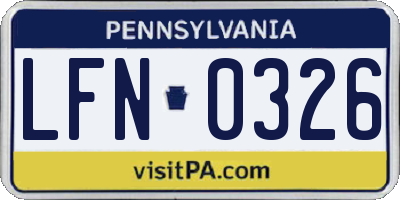PA license plate LFN0326