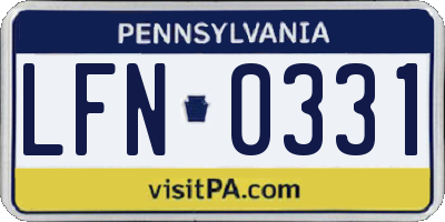 PA license plate LFN0331
