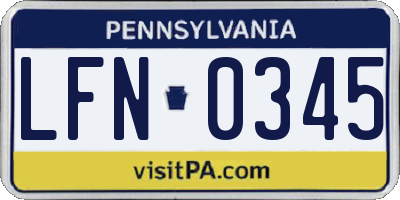 PA license plate LFN0345