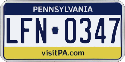 PA license plate LFN0347