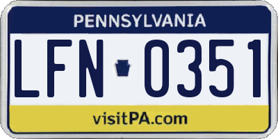 PA license plate LFN0351