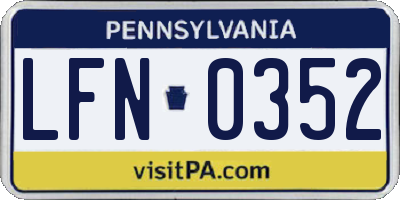 PA license plate LFN0352
