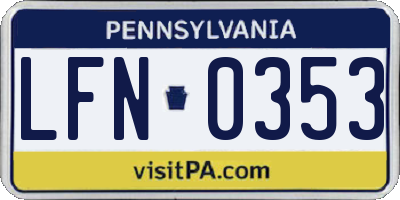 PA license plate LFN0353