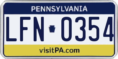 PA license plate LFN0354
