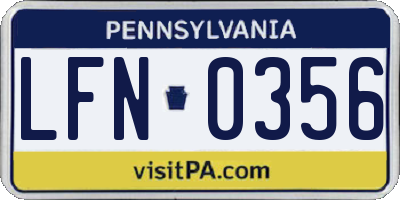 PA license plate LFN0356