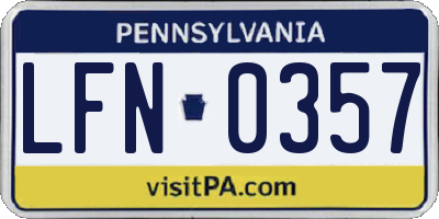 PA license plate LFN0357