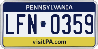 PA license plate LFN0359