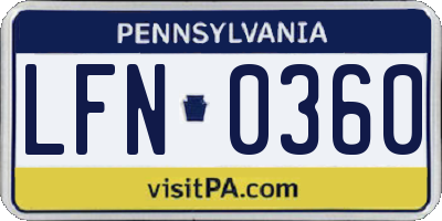 PA license plate LFN0360