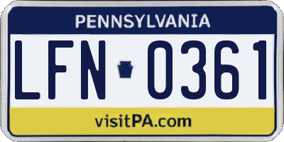 PA license plate LFN0361