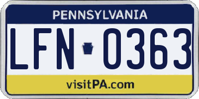 PA license plate LFN0363
