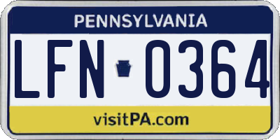 PA license plate LFN0364