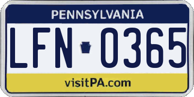 PA license plate LFN0365