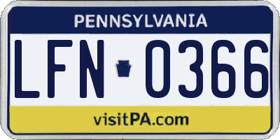 PA license plate LFN0366