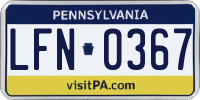 PA license plate LFN0367