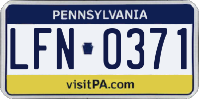 PA license plate LFN0371
