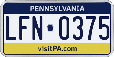 PA license plate LFN0375
