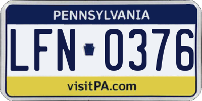 PA license plate LFN0376
