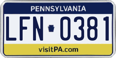 PA license plate LFN0381