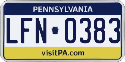 PA license plate LFN0383